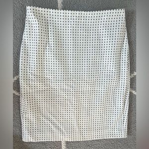 Express White with Black Dots Pencil Skirt